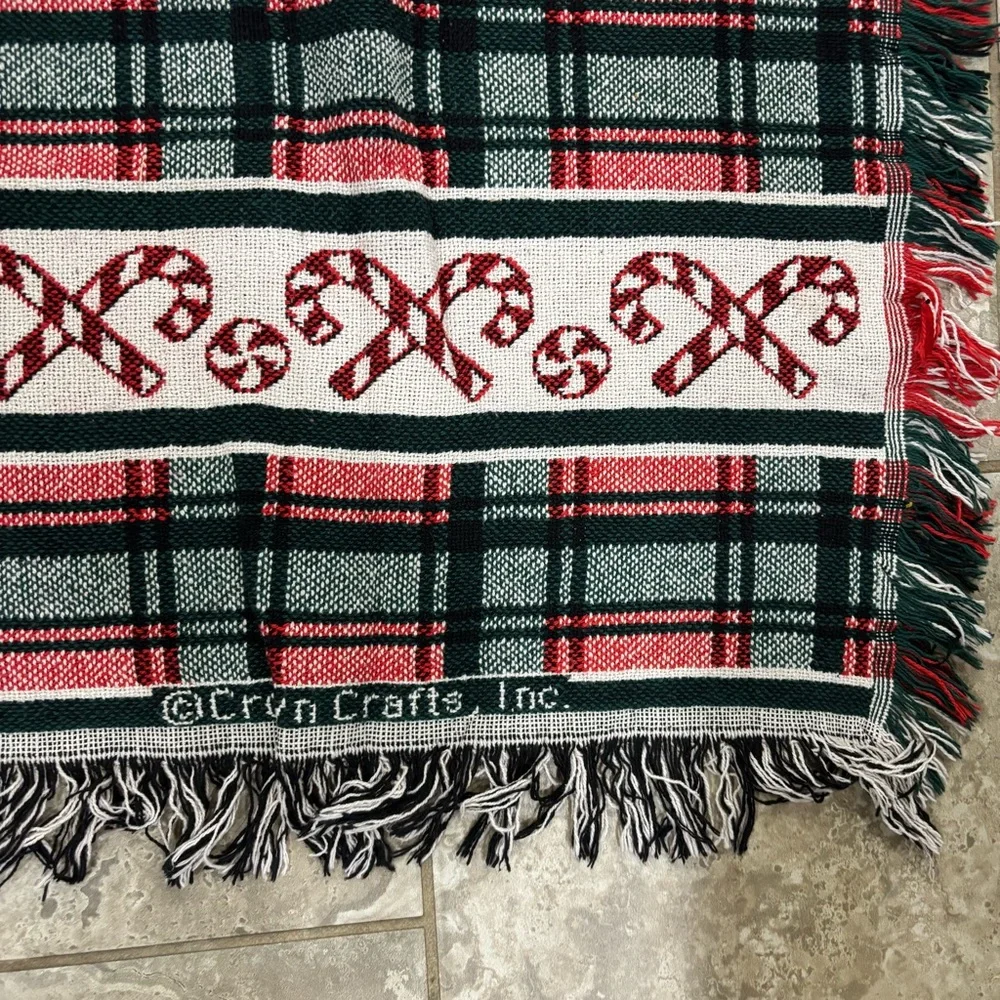Crown Crafts Christmas Teddy Bears Woven Throw‎ Blanket Cotton Made in USA